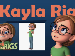 戴眼镜的小女孩凯拉MAYA绑定模型 Kayla Rig Maya