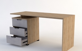 带抽屉的简易实木办公桌C4D模型 Desk 3D Model