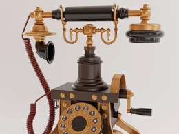 欧式复古经典老式电话机3D模型下载带贴图带材质Cinema4D/Blender/OBJ格式源文件Old wire telephone