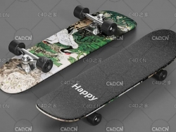 滑板3D模型 skateboard 速降板 小鱼板 街式滑板