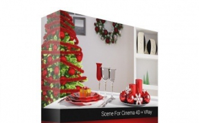 C4D室内渲染场景-餐厅模型 CINEMA 4D INTERIOR SCENE