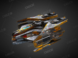 C4D科幻战斗机号太空舰飞船科幻飞行器太空船外星战舰模型Free Sci Fi Fighter