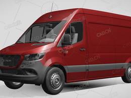 道奇RAM封闭车厢面包车货车sprinter-panel-van-2019款C4D汽车模型下载