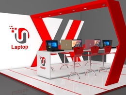 C4D展会展台模型 笔记本电脑展位C4D模型 Exhibition Stand laptop