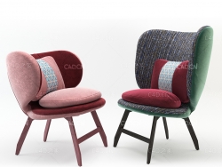 两个扶手椅C4D模型Ariel Small Armchair & Ayub Armchair by Moroso