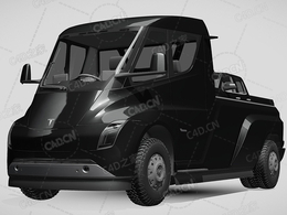 特斯拉皮卡汽车卡车2020款C4D汽车模型下载