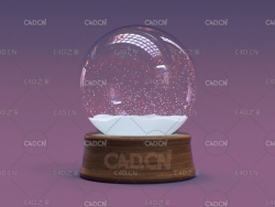 摇晃的白雪魔法水晶球C4D动画模型 SnowGlobe