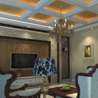 欧式客厅C4D模型 Living room 3D model
