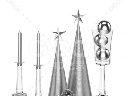 圣诞餐桌装饰银色蜡烛酒杯五星松果 CHRISTMAS TABLE DECORATION 9