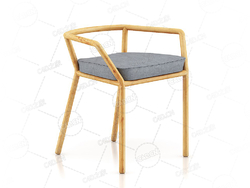 高脚木椅休闲单人椅子洽谈椅就餐椅带座垫实木椅子现代家具C4D模型Wooden Chair with P