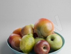 C4D果盘模型柠檬芒果苹果水果模型 MixedFruits