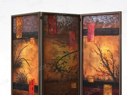 复古漆画四折屏风C4D模型