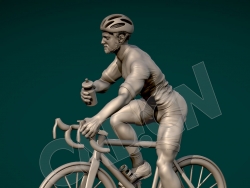 专业男性自行运动员雕塑骑自行车塑像C4D模型