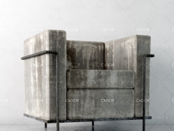 破旧单人沙发C4D模型 sofa