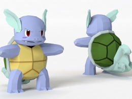 卡通小海龟 多边形乌龟 卡咪龟C4D模型 Wartortle
