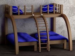 带爬梯的两层儿童床C4D模型 Parallel Bunk