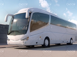 旅游大巴汽车C4D模型BIG WHITE BUS 3D MODEL