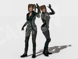 穿防护紧身衣的女战士C4D人物绑定动画模型Female