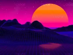 C4D OC夕阳落山低面网格场景工程