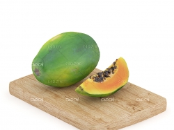 木板上的木瓜C4D模型 Papaya