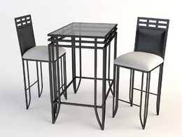 欧式铁艺桌椅 两人桌 茶桌 玻璃桌椅C4D模型 Tables and chairs -057 3d model