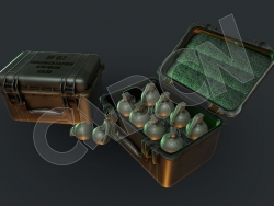 C4D M67碎片手榴弹弹药箱子C4D低模