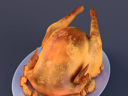 盘子里的烧鸡c4d模型下载