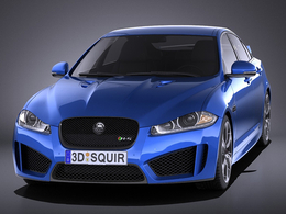 蓝色捷豹XFR-S跑车C4D模型 Jaguar XFR-S 2014 3D Model