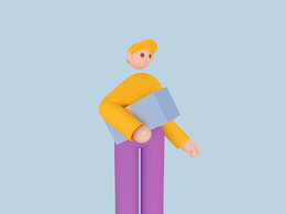 搂文件的商务办公男孩人物C4D OCTANE模型下载