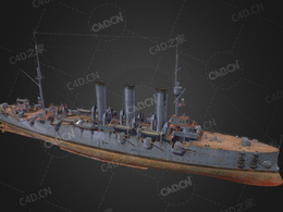 美国海军10级巡洋舰伍斯特轻型巡洋舰C4D模型下载Aurora Worcester 3d model