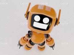黄色金属小型探测机器人C4D模型Orange Robot 3D Model