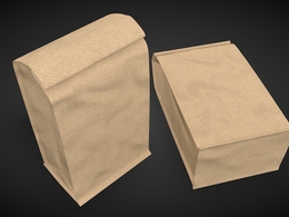 牛皮纸包装袋 食品袋 咖啡袋C4D模型 Coffee Bag Model