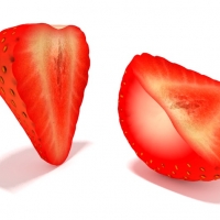 一半切开的草莓C4D模型 strawberry slice
