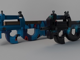 P90冲锋枪C4D模型 Submachine gun