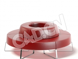 C4D红色圆环等候沙发模型 Red Leather Waiting Sofa 3D Model