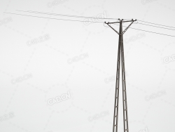 人字形电杆电线架设C4D模型下载