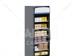 C4D商场超市冷冻食品单门冰箱冰柜货柜模型下载market fridge