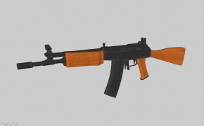 武器模型：AK-47突击步枪C4D模型