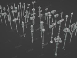 50把刀剑50把锤子狼牙棒游戏兵器冷冰器3D模型合集 ArtStation – 50 Sword + 50 Hammer/Mace Base Meshes