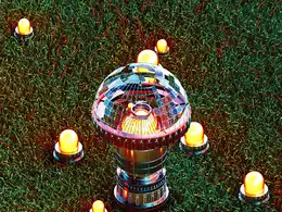 C4D实用工程第15季：草坪上的科幻发光设备C4D工程文件 c4d project