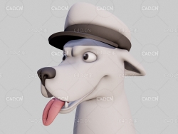 C4D戴帽子吐舌头的小狗头像卡通角色模型 dog 3d model