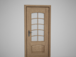 卫生间10格玻璃木门黄色原木门C4D模型下载 Door model