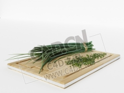 案板上的小葱切碎的香葱C4D模型 Chives