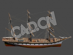 C4D桅杆帆船模型 Sailing Barque 3d Model