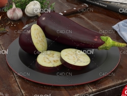 茄子 切开的茄子C4D模型 eggplant