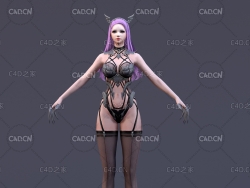 黑色网袜的性感女孩C4D模型WhiteSnow (Sera)(v1.0)