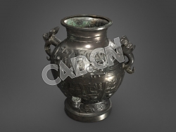 C4D中国古代青铜器无盖花瓶模型 Lei vase without lid