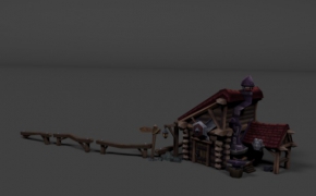 动漫建筑模型-古建房屋C4D模型 Medieval Road House 3d model