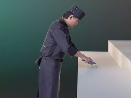 三维扫描写实人物国外男厨师切菜