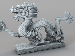 中国龙雕塑C4D模型 Plastic Dragon 3d model
